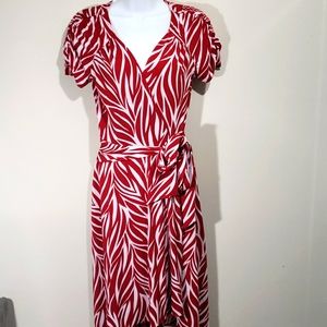 JFW Wrap Dress in Red & White, Size Medium